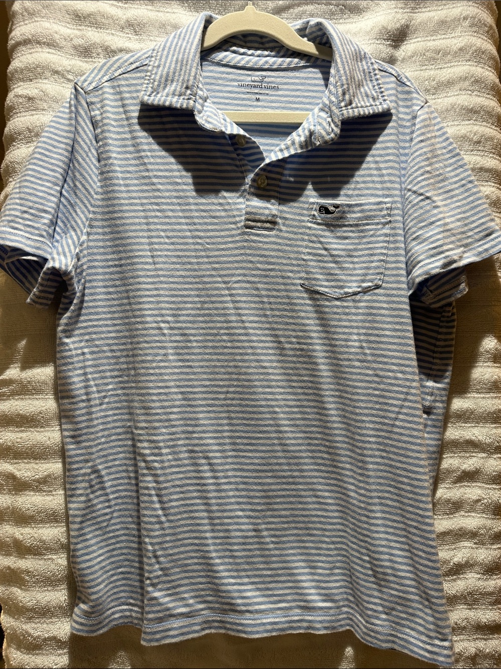 Vineyard Vines Light Blue & White Striped Kids Polo